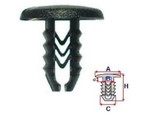Set 10 Bucati CLIPSURI FIXARE FIAT / ALFA ROMEO / LANCIA A = 20mm - B = 8mm - C = 9,2mm - d = 3,7mm - H = 20,4mm