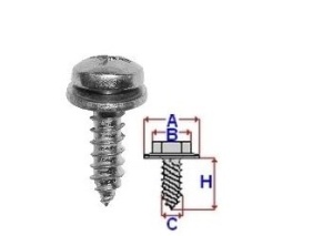 Set 10 Bucati Surub montare cu saiba Diametru gaura/surub 5.2 mm Diametru / Latime 12 mm Inaltime / Lungime 19 mm