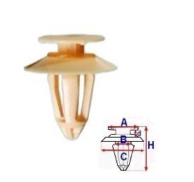 Set 25 Bucati CLIPSURI FIXARE FORD a - 13.2 b - 8 c - 17.8 d - 2.8 h - 17.7