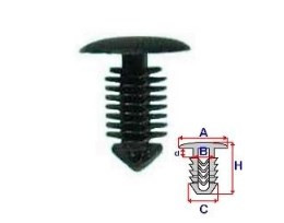 Set 10 Bucati CLIPSURI FIXARE OPEL / CHEVROLET / DAEWOO A = 14mm - B = 3mm - C = 7,9mm - d = 2,7mm - H = 17,5mm