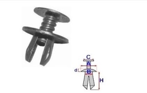 Set 10 Bucati CLIPSURI FIXARE VW / AUDI / SKODA / SEAT A = 18,8mm - B = 8,5mm - C = 14,5mm - d = 2,6mm - H = 12mm