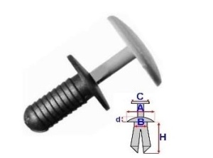 Set 10 Bucati CLIPSURI FIXARE FORD a - 17.2 b - 6.9 c - 21.8 d - 1.7 h - 19