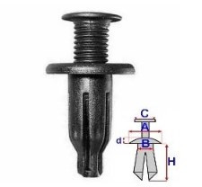 Set 10 Bucati CLIPSURI FIXARE OPEL / CHEVROLET / DAEWOO a - 19.9 b - 10.1 c - 13.6 d - 2.5 h - 25.3