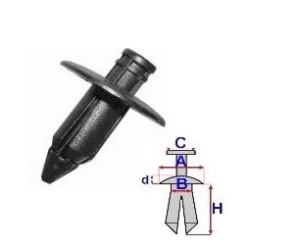 Set 10 Bucati CLIPSURI FIXARE TOYOTA / MAZDA / HYUNDAI a - 18.1 b - 6.6 c - 5.5 d - 2.4 h - 17.8