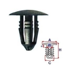 Set 25 Bucati CLIPSURI FIXARE FORD a - 18.2 b - 8.1 c - 8.6 d - 3.5 h - 18.4