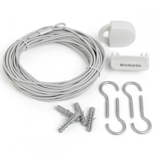 Set uscator pentru rufe Brabantia 12m, corzi si accesorii, Alb 90300174