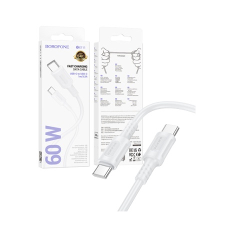 CABLU DATE BOROFONE BX111 TypeC-TypeC 60W 3A 1m alb