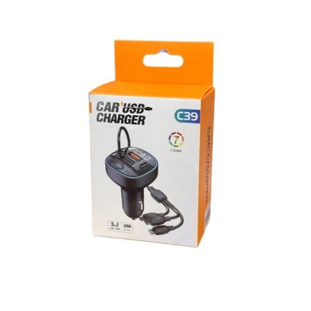MODULATOR C39 BLUETHOOT 2 USB + TIP C 3.1A CABLU 3 IN 1 INCARCARE TELEFON