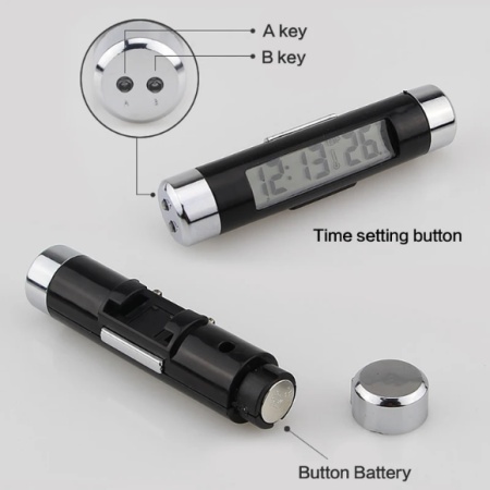 TERMOMETRU CU CEAS AUTO K01 CU TEMPERATURA S ILUMINARE ALBASTRA - Img 4