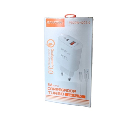 INCARCATOR PRIZA SPARTAN CW PD TC 20W QC3.0 PD USB + TIP C + CABLU TIP C