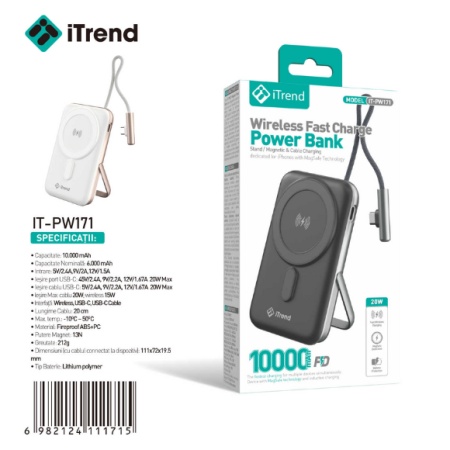 BATERIE EXTERNA ITREND PW 171 20W INCARCARE WIRELESS 15W SUPORT - Img 2
