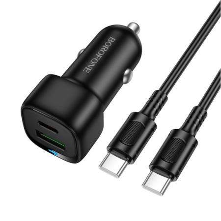 INCARCATOR AUTO BOROFONE BZ34B PD20W TIP C + USB-A CABLU TIP-C LA TIP-C 1M - Img 2