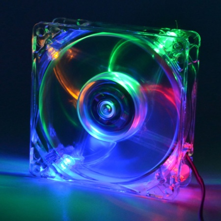 VENTILATOR 12V 80x80x25mm CU LEDURI MULTICOLORE 5174 - Img 2