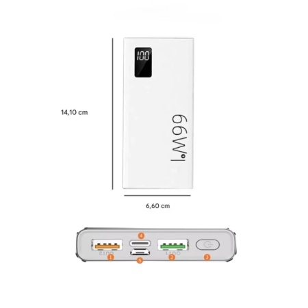POWER BANK PD 66W 20.000 mA 2X USB TIP C MICROUSB DISPLAY negru - Img 2