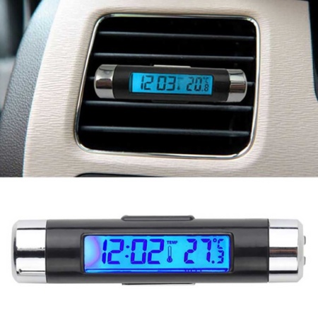 TERMOMETRU CU CEAS AUTO K01 CU TEMPERATURA S ILUMINARE ALBASTRA - Img 5