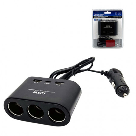 TRIPLU BRICHETA AUTO FIR 3 PRIZE OLESSON 1653 2 x USB 1 X TIP C