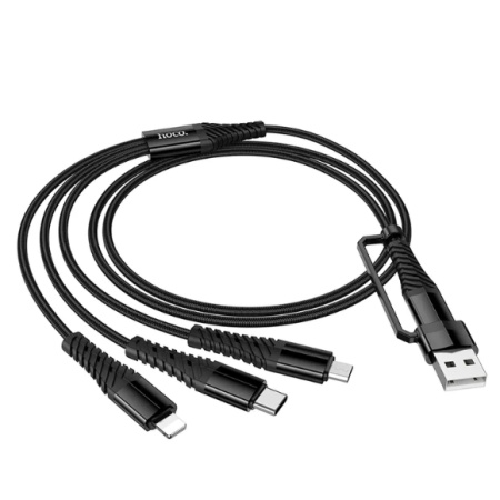 CABLU DATE 3 IN 1 HOCO X123 USB C / USB A LA TIP C + IPH + MICROUSB 1 METRU NEGRU - Img 3