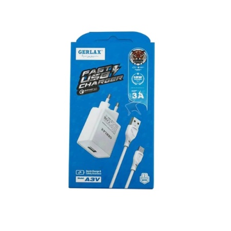 INCARCATOR FAST CHARGE GERLAX A3V CABLU MICROUSB QC 3.0 18W