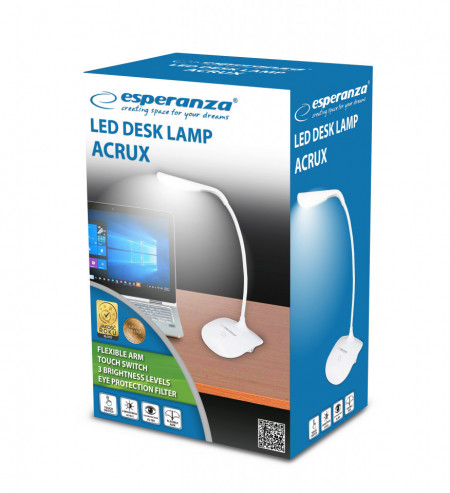 LAMPA BIROU ESPERANZA CU BATERII SENZOR 3 TREPTE LUMINA ELD 103W ALB - Img 2