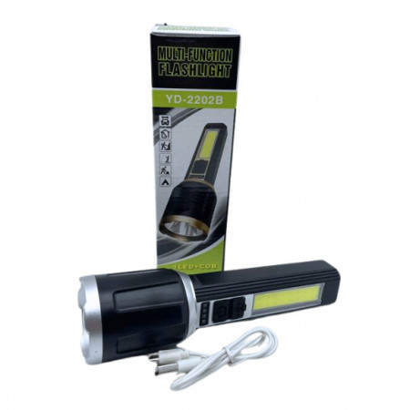 LANTERNA YD 2202 COB + XPE MICROUSB LUPA REGLABILA INCARCARE SOLARA