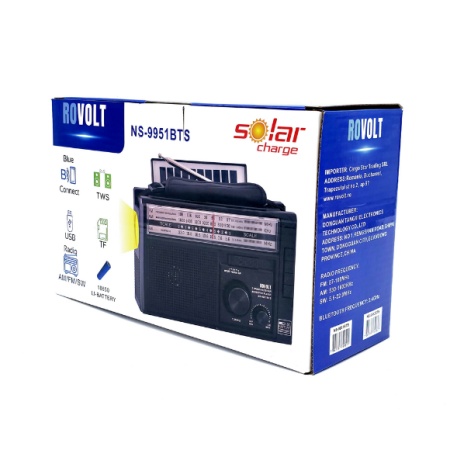 RADIO PORTABIL RETRO NS - 9951 BTS, ACUMULATOR,USB, BLUETOOTH, AUX, USB SOLAR - Img 5