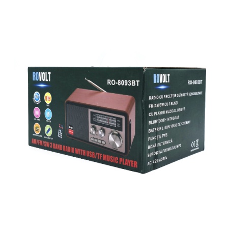 RADIO PORTABIL RO - 8093BT, ACUMULATOR,USB, BLUETOOTH, AUX, USB, TELECOMANDA - Img 7