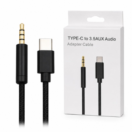CABLU AUXILIAR TIP C - JACK 3.5 MM 3696 NEGRU1 M - Img 2