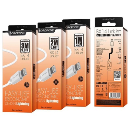 CABLU DATE BOROFONE BX 14 USB TIP A LA IPH LINKJET 2.4A 1METRU ALB - Img 3