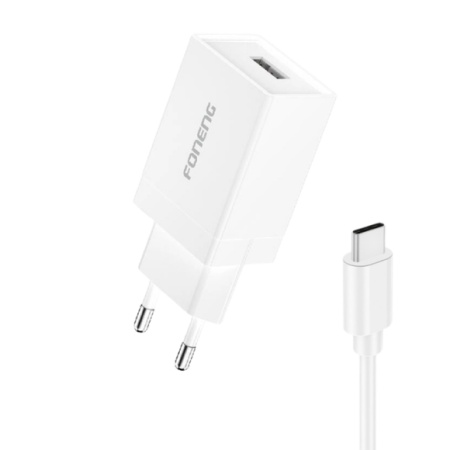INCARCATOR PRIZA FONENG K210 + cablu TIP C 2.1A 10W 1XUSB alb - Img 2