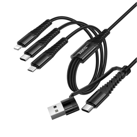 CABLU DATE 3 IN 1 HOCO X123 USB C / USB A LA TIP C + IPH + MICROUSB 1 METRU NEGRU - Img 4