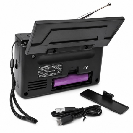 RADIO PORTABIL CU MP3 ROTOSONIC XT 38BTS BLUETOOTH USB MICROSD SOLAR 18650 - Img 2