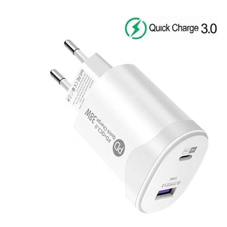 INCARCATOR 220V USB-A / TYPE C + CABLU IPH. LDO-BY220