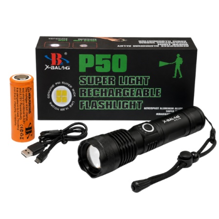 LANTERNA ACUMULATOR P50 ZOOM FARA AFISAJ DIGITAL TIP C ALUMINIU
