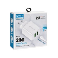 INCARCATOR TELEFON FG 66 2U QC3.0 2 X USB CABLU TIP C 1 METRU