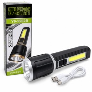 LANTERNA YD 2202 COB + XPE MICROUSB LUPA REGLABILA