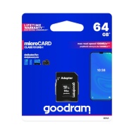 CARD DE MEMORIE MICROSD 64GB GOODRAM + ADAPTOR CLASA 10