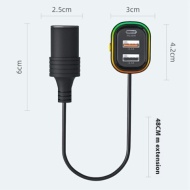INCARCATOR AUTO YQ9 2 X USB 1 X TIP C + BRICHETA 12V PD 36W - Img 2