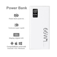 POWER BANK PD 66W 20.000 mA 2X USB TIP C MICROUSB DISPLAY negru - Img 3