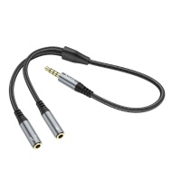 CABLU AUX HOCO 2IN1 UPA 21 JACK TATA 3.5MM LA 2 JACK MAMA 3.5MM 0.25M GRI - Img 2