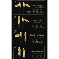 CABLU DATE TEXTIL VRAC 4 IN 1 TIP C - IPH / USB - TIP C / USB - IPH/ TIP C - TIP C 65W 1.2M - Img 2