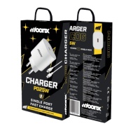 INCARCATOR TELEFON MOONX MC06 PD 25W + CABLU TIP C - TIP C ALB