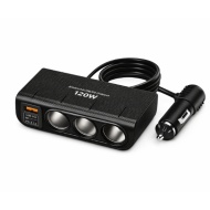 TRIPLU BRICHETA AUTO FIR 3 PRIZE OLESSON 1658 120W 1 x USB 1 X TIP C 3.1A - Img 2