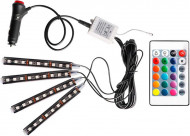 BANDA LED RGB USB AUTO PENTRU LUMINI LA PICIOARE TELECOMANDA SET 4 BENZI - Img 4
