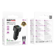 INCARCATOR AUTO BOROFONE BZ34B PD20W TIP C + USB-A CABLU TIP-C LA TIP-C 1M