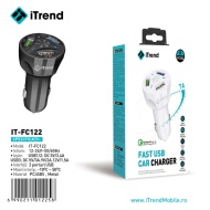 INCARCATOR AUTO ITREND 3 X USB QC3.0 FC 122 FAST CHARGE