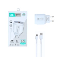 INCARCATOR TELEFON DK C01 + CABLU TIP C 1M QC3.0 FAST