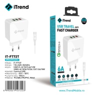 INCARCATOR TELEFON ITREND FT 72 T + CABLU TIP C 3 X USB QC3.0 6A