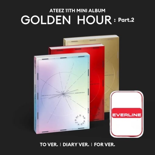 (FAN SIGN EVENT) ATEEZ - GOLDEN HOUR: Part.2 (1st On-site Video Call Fansign Event Everline Photocard) Random Cover