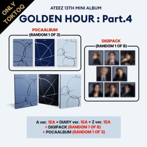 (POB) ATEEZ - Golden Hour: Part 4 (TOKTOQ Pack) (A Ver. + DIARY Ver. + Z Ver. + 1 Random Digipack + 1 Random Poca + 6 Photocards)