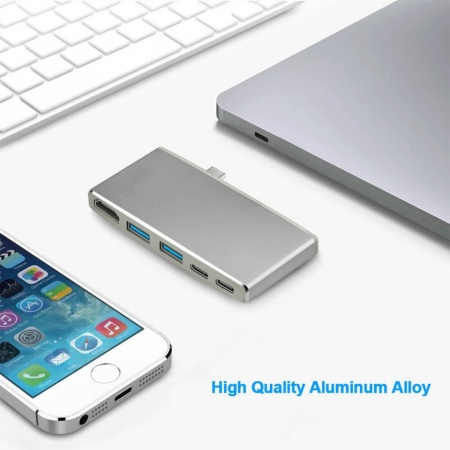 Adaptor ALUMINUM CASE MULTI 2 USB TYPE C 3.0 HUB PORT HDMI 4K TYPE-C ADAPTER SPLITTER FOR MACBOOK PRO PC COMPUTER LAPTOP ACCESSORIES
